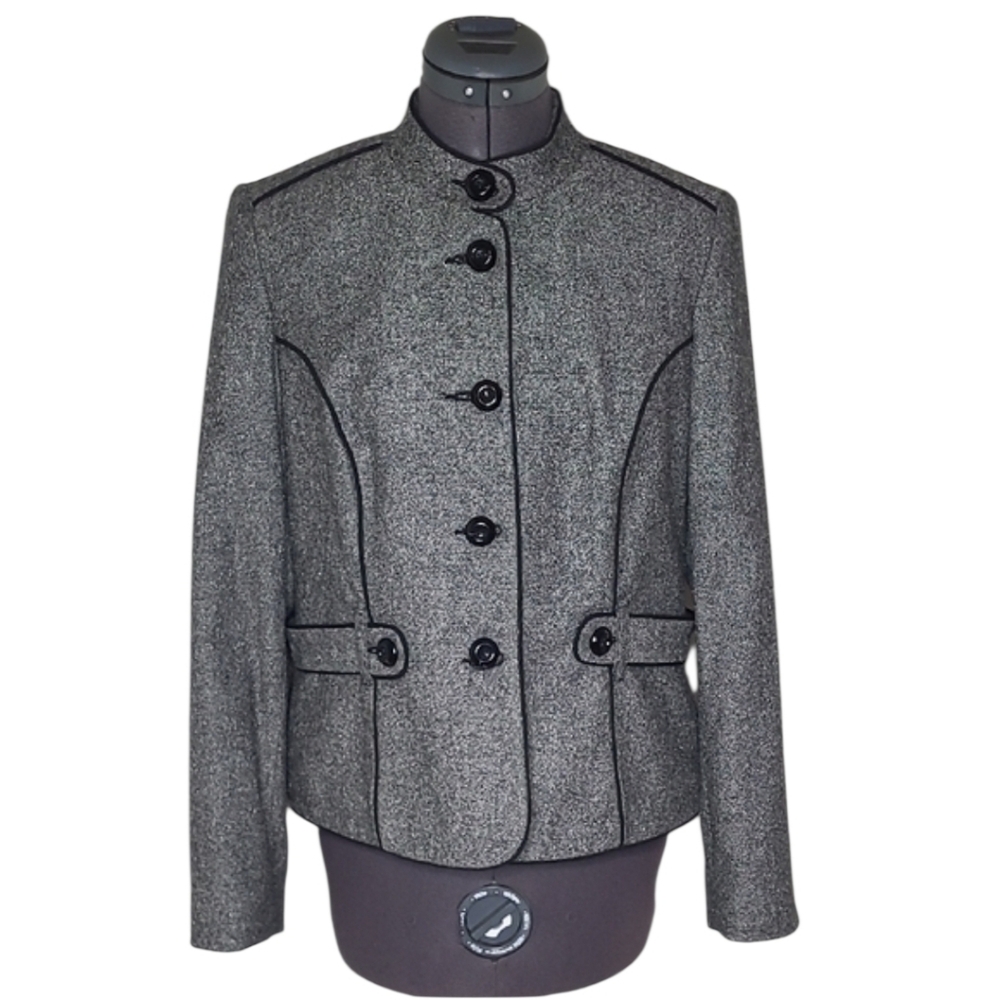 Silk Blend Tweed Louben For Laura Petites Women's Grey Blazer